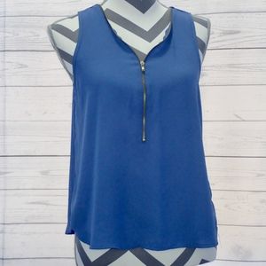 Ambiance Women's Top Large  Blue Zip Front